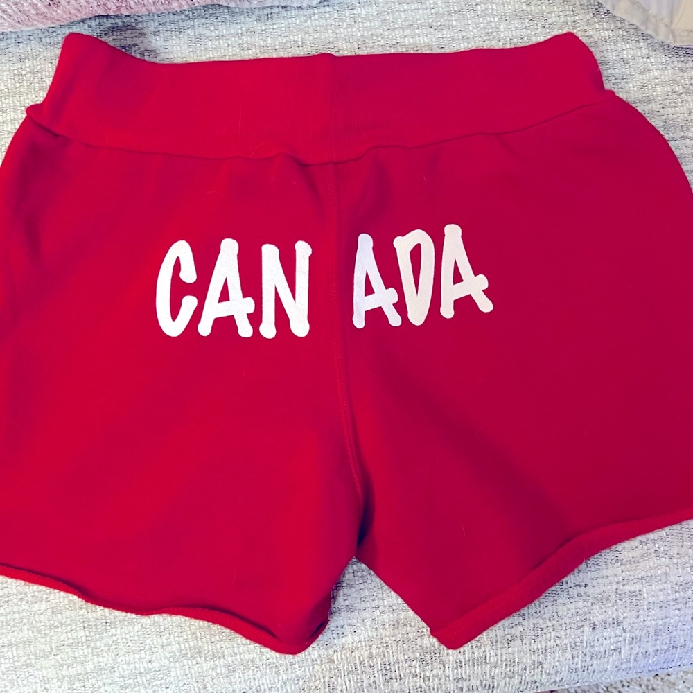 Canada Spell Out Shorts Lounge Sweats Fold-over Waist Calhoun  Sportswear N8